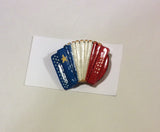 Lapel Pin: Accordion Hand Painted in Acadian colours