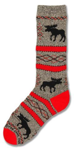 Cotton Socks: Moose Silhouette Red